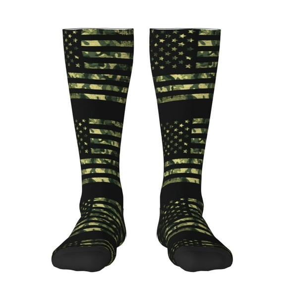 Balery American Flag Camo Printed Novelty Socks Men's Women's Crew Socks Sports Socks Knee High Socks Cotton Socks Quirky and Cool Socks