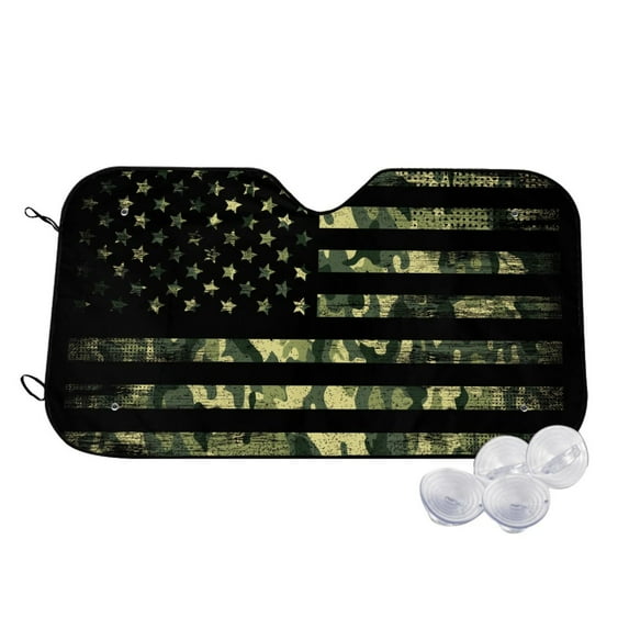 Balery American Flag Camo Windshield Sun Shade, Car Front Window Sunshade Cover ,Automotive Interior Portected Blocks Uv Rays For Car Pickup Truck Suv Accessories- Small