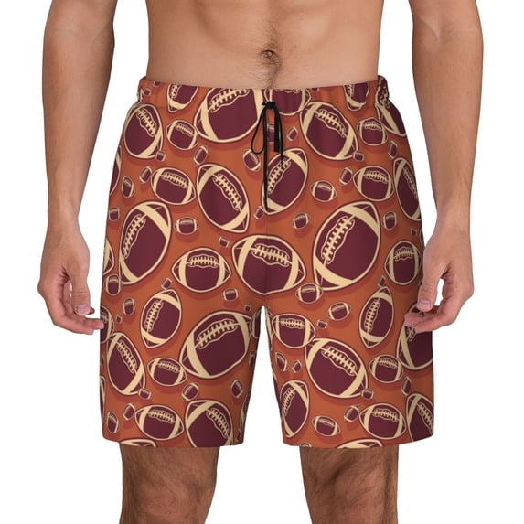 Balery American Football1 Mens Swim Trunks Swim Shorts for Men Quick Dry Inseam Beach Shorts with Compression Liner Pocket-Medium