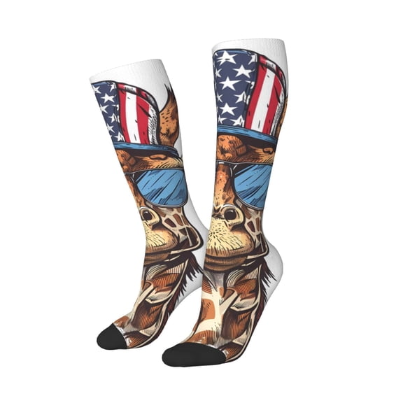 Balery American Giraffe Style Printed Novelty Socks Men's Women's Crew Socks Sports Socks Knee High Socks Cotton Socks Quirky and Cool Socks