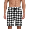 thumbnail image 1 of Balery Anchor Black Tartan Plaid Men's Cotton Knit Pajama Shorts Waistband & Pockets,Short Pajama Pants-4X-Large, 1 of 8