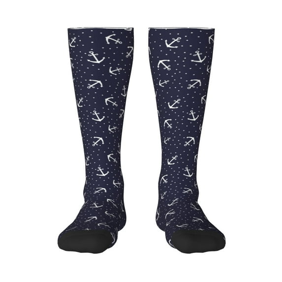 Balery Anchor Printed Novelty Socks Men's Women's Crew Socks Sports Socks Knee High Socks Cotton Socks Quirky and Cool Socks