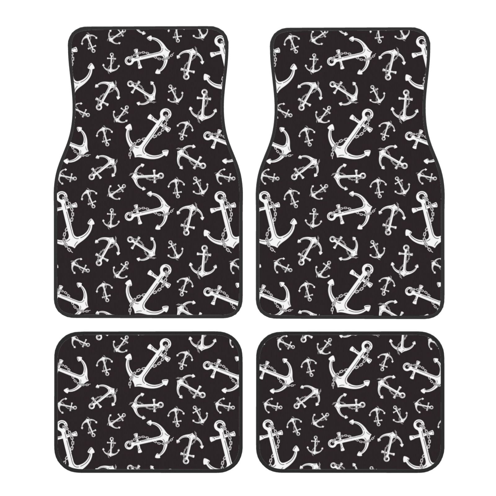 Balery Anchors Pattern 4Piece Floor Mats, HeavyDuty Rubber Liners
