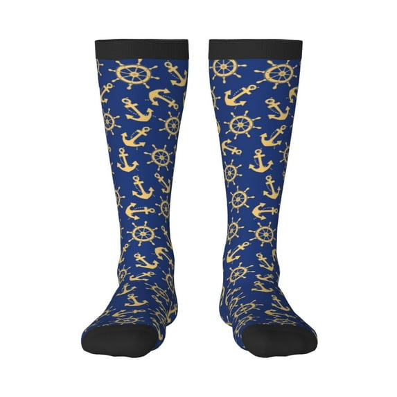 Balery Anchors and Nautical Printed Novelty Socks Men's Women's Crew Socks Sports Socks Knee High Socks Cotton Socks Quirky and Cool Socks