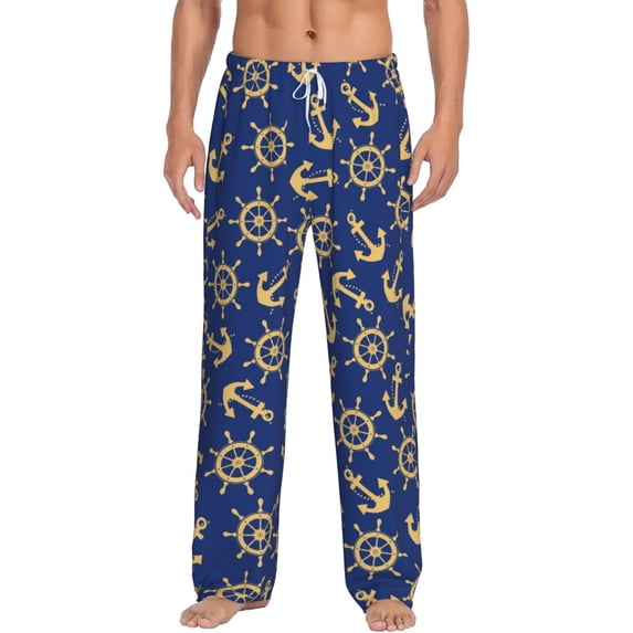 Balery Anchors and Nautical print Men's Pajama Pants,Ultra Lightweight Pjs,Lounge Pant-XX-Large