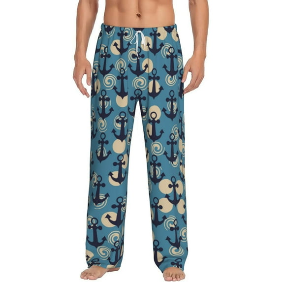 Balery Anchors print Men's Pajama Pants,Ultra Lightweight Pjs,Lounge Pant-Small
