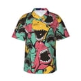 thumbnail image 1 of Balery Angry Shark Pattern Print Men's Hawaiian Shirts Short Sleeve Beach Shirt Relaxed Fit Vacation Button Down Shirts-3X-Large, 1 of 9