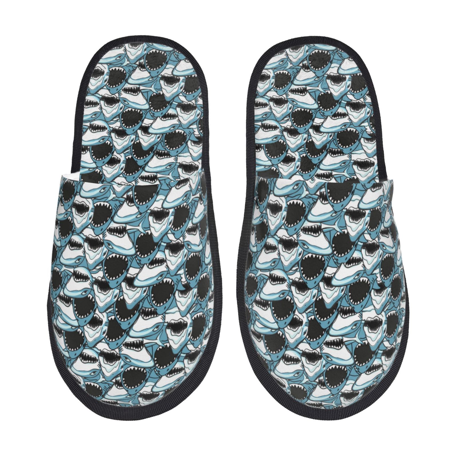 Balery Angry Shark Slient Indoor Furry Fleece Comfort House Shoes Soft