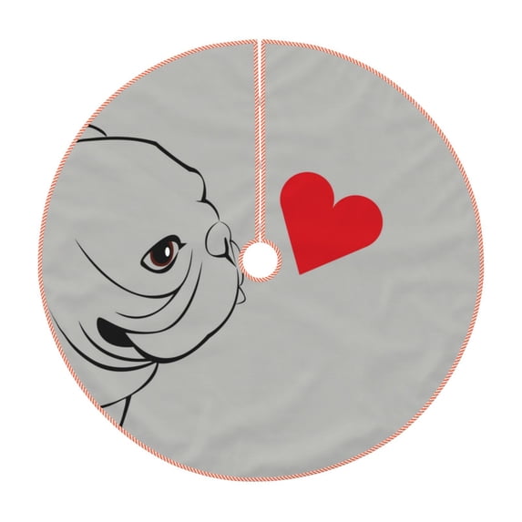 Balery Animal Bulldog1 Printed Christmas Tree Skirt , Merry Christmas Party Christmas Tree Decoration,Adjustable Tree Skirt-30"