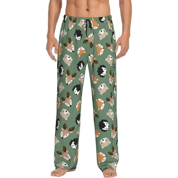 Balery Animal Heads print Men's Pajama Pants,Ultra Lightweight Pjs,Lounge Pant-Large