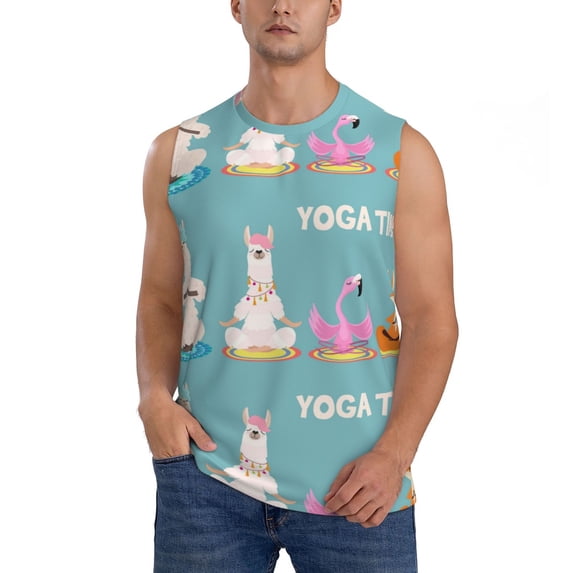Balery Animal Meditation Men's Sleeveless Muscle Shirts Workout Tank Top, Moisture Wicking, Odor Protection-Large