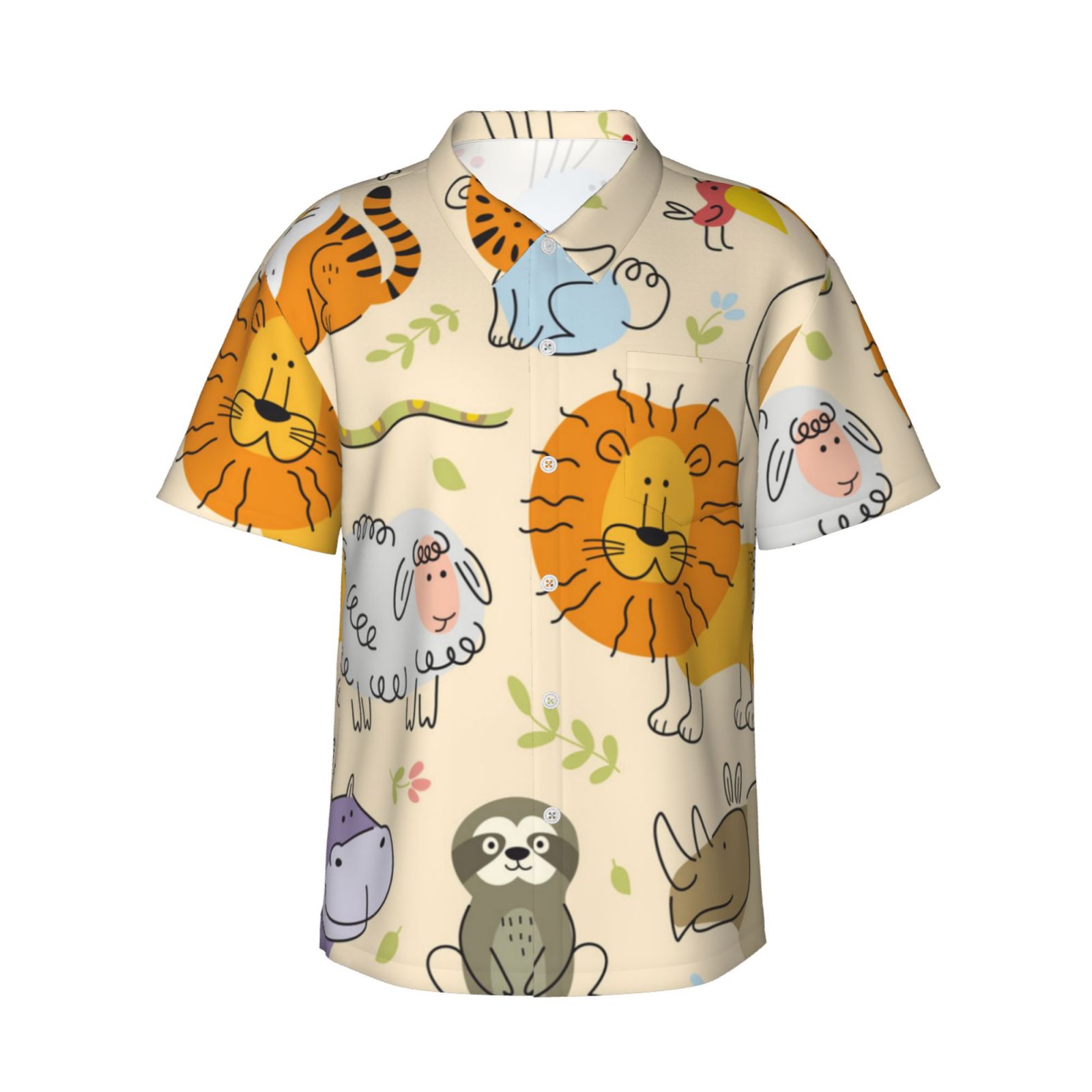 Balery Animals Print Men's Hawaiian Shirts Short Sleeve Beach Shirt