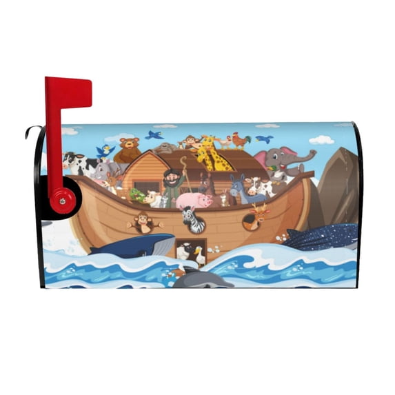 Balery Animals on Noah's Ark Floating Mailbox Cover - Standard Size-25.5x21 in