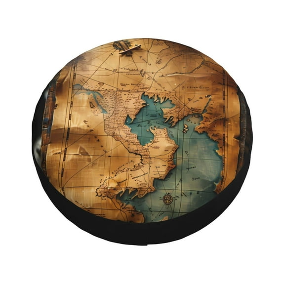 Balery Antique Map Adventure Scene Tire Covers - Tough Tire Wheel Protector for Truck, SUV, Trailer, Camper, RV -14 inch