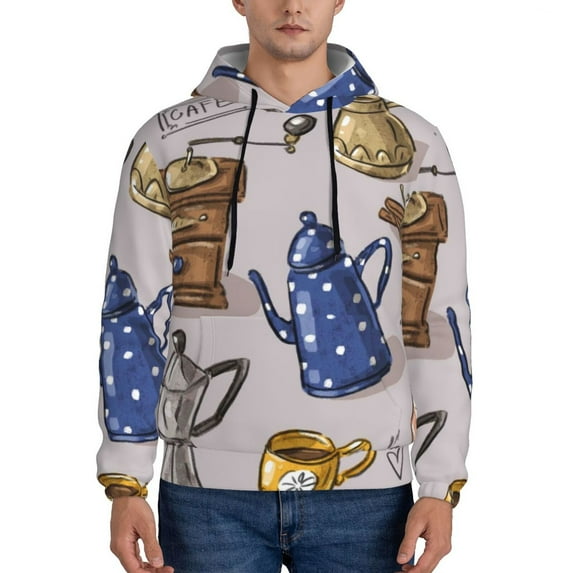 Balery Antique Vintage Teapot Coffee Grinder Pattern Mens Hoodie ...