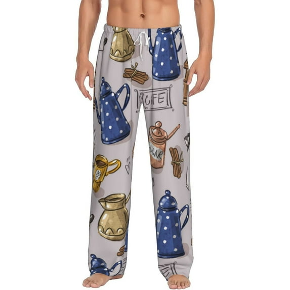 Balery Antique Vintage Teapot Coffee Grinder print Men's Pajama Pants,Ultra Lightweight Pjs,Lounge Pant-XX-Large