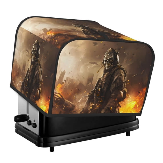 Balery Apocalyptic Skull Soldier Pattern Oven Cover Kitchen Bread Machine Protector, 4 Slice Toaster Cover for Home, Anti Dust Fingerprint Coaster Cover