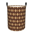 thumbnail image 1 of Balery Argyle of brown Pattern Round Laundry Basket with Handles Waterproof Freestanding Laundry Hamper for Clothes Toys in the Dorm and Family-Small, 1 of 6