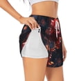 thumbnail image 1 of Balery Artistic Dewdrop Rose Pattern Women's Running Shorts with Liner 2 Pockets Elastic Workout Athletic Gym Yoga Shorts-Large, 1 of 7