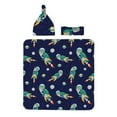 Balery Astronaut Dinosaur Printed Newborn Receiving Blanket Bow