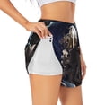 thumbnail image 1 of Balery Astronaut Pattern Women's Running Shorts with Liner 2 Pockets Elastic Workout Athletic Gym Yoga Shorts-X-Large, 1 of 7