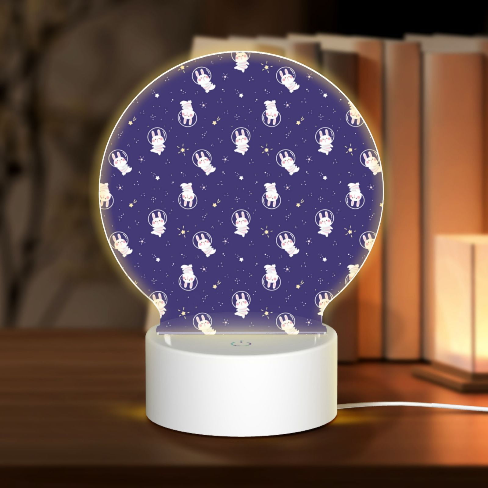 Balery Astronaut Rabbit Pattern Acrylic Night Light Gift with 3 Color ...