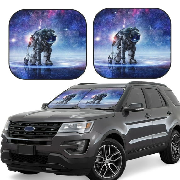 Balery Astronauts Start Running Sun Shield 2 Pack For Car Front Windows Foldable Sun Visor Protector Blocks Max Uv Rays And Keeps Your Vehicle Cool For Most Sedans Suv Truck