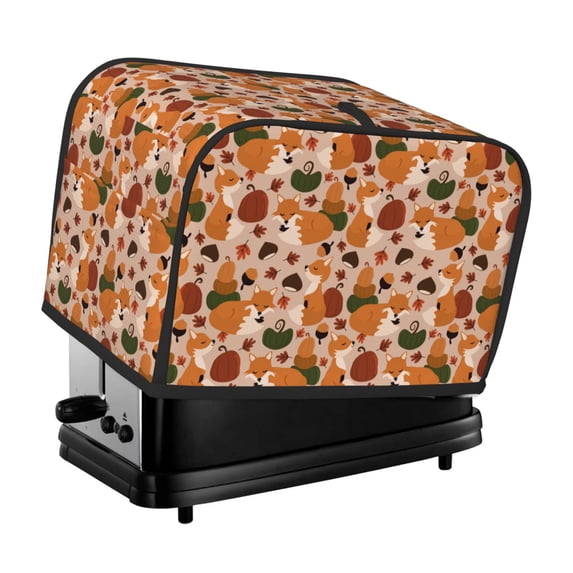 Balery Autumn Fox Pumpkin Lazy Pattern Oven Cover Kitchen Bread Machine Protector, 2 Slice Toaster Cover for Home, Anti Dust Fingerprint Coaster Cover
