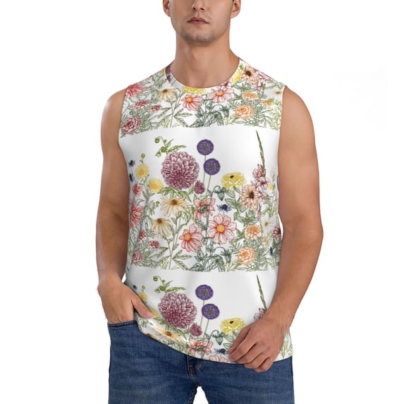Balery Autumn Garden Men's Sleeveless Muscle Shirts Workout Tank Top, Moisture Wicking, Odor Protection-Small