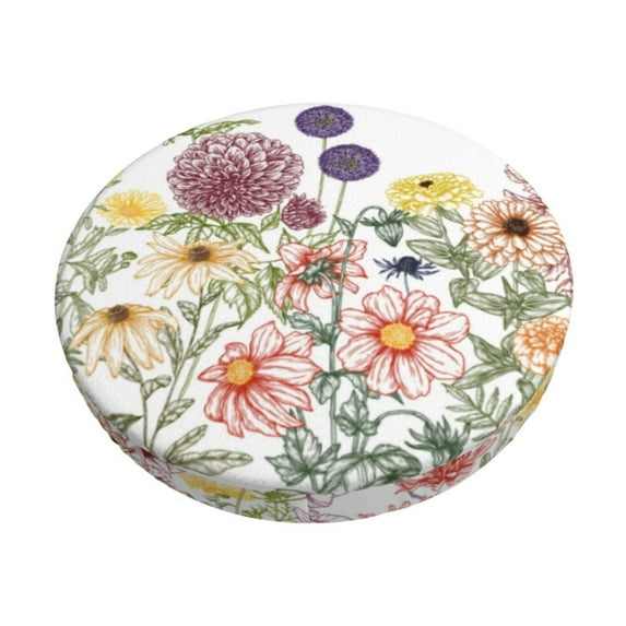 Balery Autumn Garden Velvet Round Bar Chair Cushion Cover Adjustable, Protects From Scratches And Stains, Soft & Washable Ideal For Wooden And Metal Stools - 14 Inch