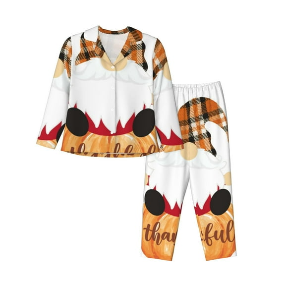 Balery Autumn Gnomes-1 Pattern Pajama Sets for Women Long Sleeve 2 Piece Sleepwear Loungewear Sets Soft PJ's with Pockets Long Sleeve Comfy Pj Sets-Small