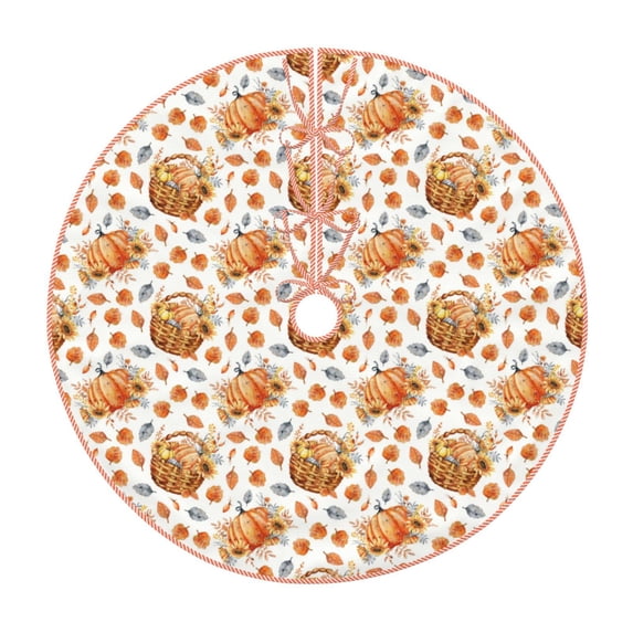 Balery Autumn Harvest Baskets Printed Christmas Tree Skirt , Merry Christmas Party Christmas Tree Decoration,Adjustable Tree Skirt-36"