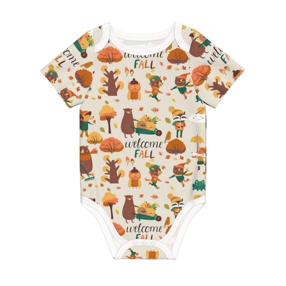 Balery Autumn In The Forest Pattern Baby Climbing Clothes Infant Bodysuit Cute Infant Bodysuit Baby Romper-3 Months
