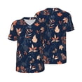 thumbnail image 1 of Balery Autumn Leaves With Blue Baseball Jersey for Men Casual Button Down Shirts Short Sleeve Active Team Sports Uniform-Small, 1 of 9