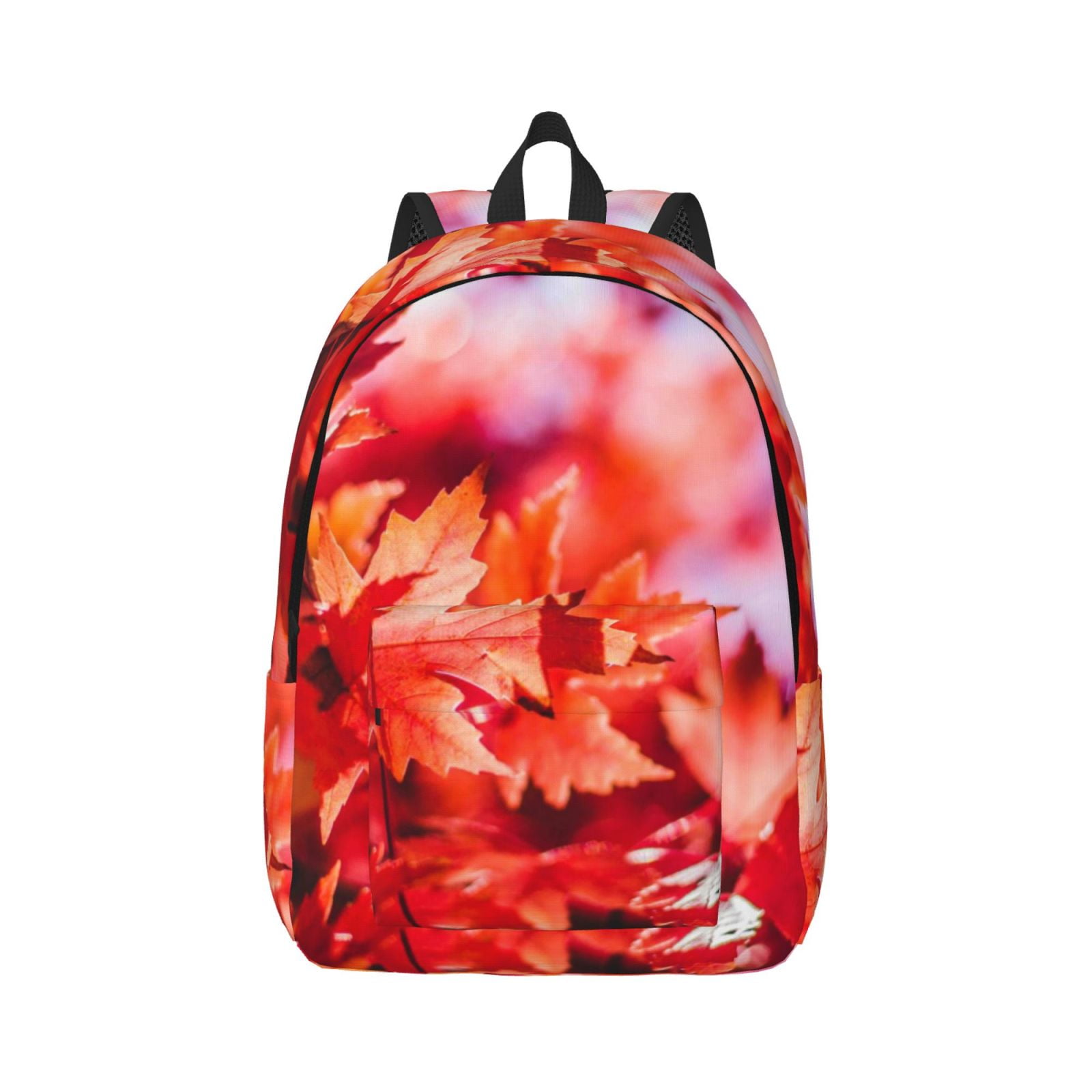 Balery Autumn Maple Leaves Vintage Canvas Backpack for Men and Women