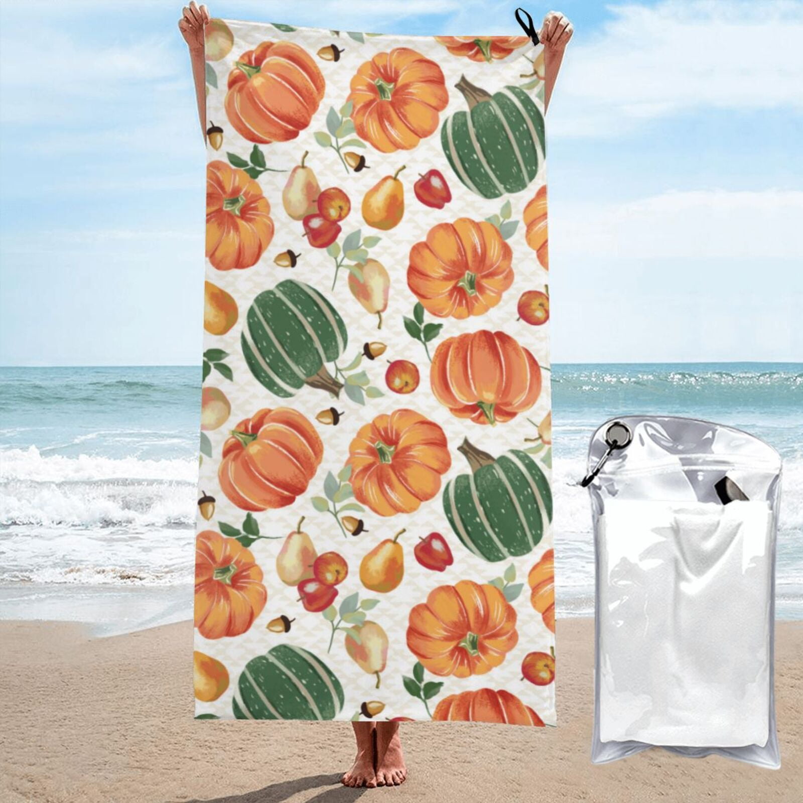 Balery Autumn Pumpkins Print Towels Luxurious Jumbo Bath Sheet