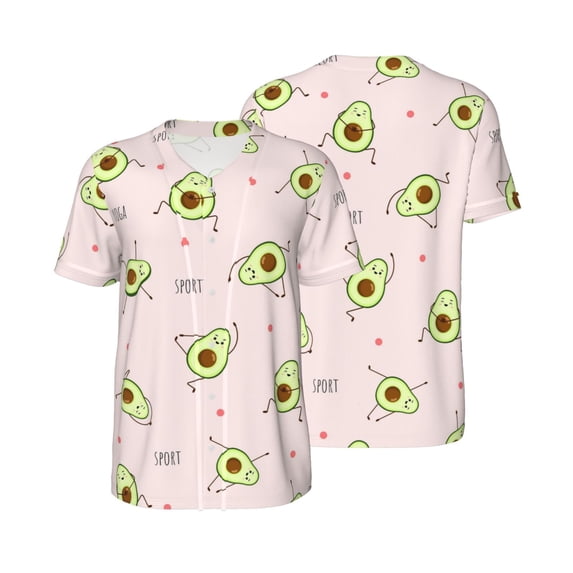 Balery Avocado Doing Sport Yoga Baseball Jersey for Men Casual Button Down Shirts Short Sleeve Active Team Sports Uniform-Large