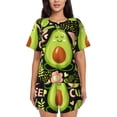thumbnail image 1 of Balery Avocado Keep Calm Pattern Womens Pajama Sets 2 Piece Soft Short Sleeve Top and Shorts Sleepwear Round Neck Pjs Lounge Set with Pockets-4X-Large, 1 of 7