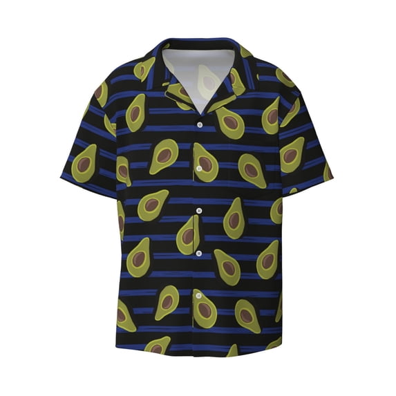 Balery Avocado Men's Casual Button Down Shirt Short Sleeve Textured Summer Cuban Beach Shirts-4X-Large
