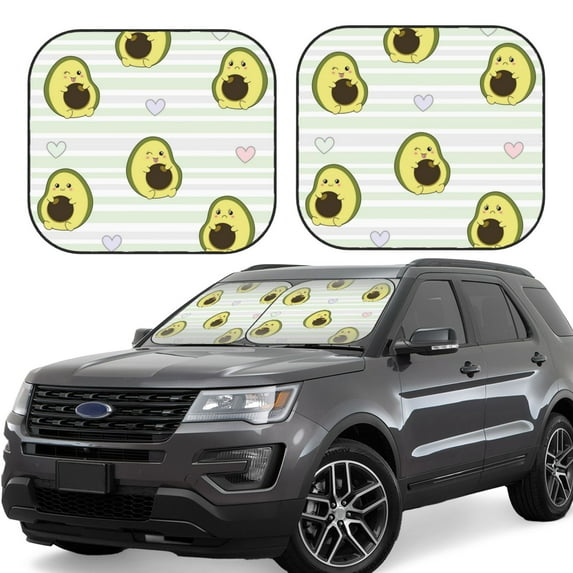 Balery Avocado Of A Hear Sun Shield 2 Pack For Car Front Windows Foldable Sun Visor Protector Blocks Max Uv Rays And Keeps Your Vehicle Cool For Most Sedans Suv Truck