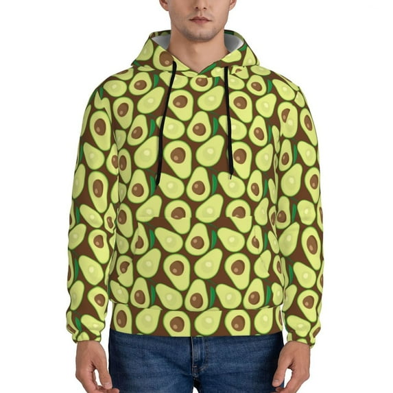 Balery Avocado Pattern Mens Hoodie Kangaroo Pocket Hoodie Pullover Hooded Sweatshirt Ideal for Daily Wear Travel and Home-X-Large