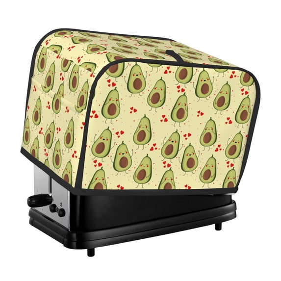 Balery Avocados And Hearts Pattern Oven Cover Kitchen Bread Machine Protector, 2 Slice Toaster Cover for Home, Anti Dust Fingerprint Coaster Cover