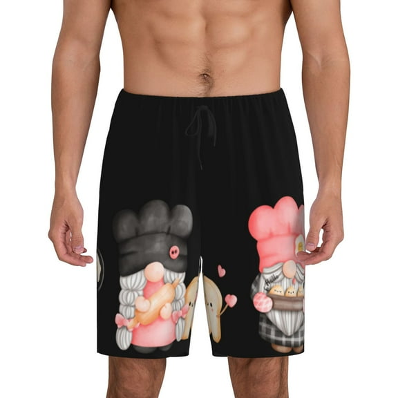 Balery Baker Gnome Men's Cotton Knit Pajama Shorts Waistband & Pockets,Short Pajama Pants-Small