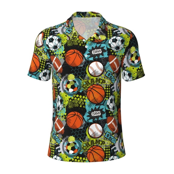 Balery Balls Printed Men’s Short Sleeve Polo Shirt, Midweight Men's Shirt,Golf Polo shirts -Large