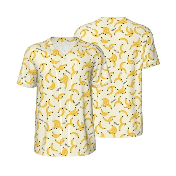 Balery Banana Baseball Jersey for Men Casual Button Down Shirts Short Sleeve Active Team Sports Uniform-4X-Large