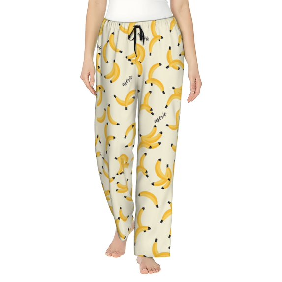Balery Banana print Women's Pajama Pants,Ultra Lightweight Pjs,Lounge Pant-Small