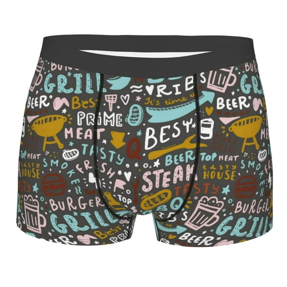 Balery Barbeque Men's Boxer Briefs, Soft and Breathable Cotton Underwear with nylon Waistband-Medium
