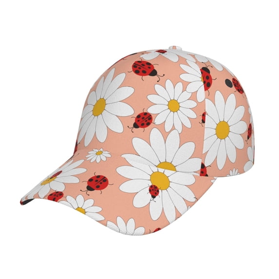 Balery Daisy And Ladybug Baseball Cap For Women Men,Adjustable Size For Running Workouts And Outdoor Activities All Seasons