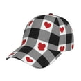 thumbnail image 1 of Balery Baseball Cap Adjustable Size for Running Workouts and Outdoor Activities All Seasons Dad Hat(Heart Black Buffalo Plaid Gingham), 1 of 8