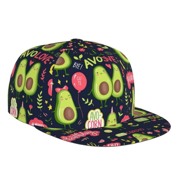Balery Baseball Cap Flat Bill Hats for Men Adjustable Size for Running Workouts and Outdoor Activities All Seasons Dad Hat(Avocado Love )